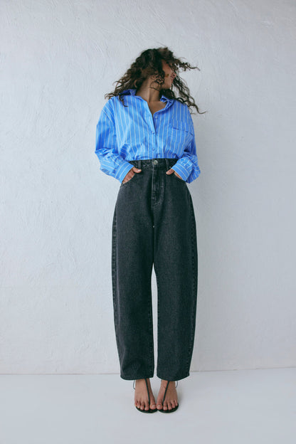 Lex Barrel Denim Jeans Washed Black