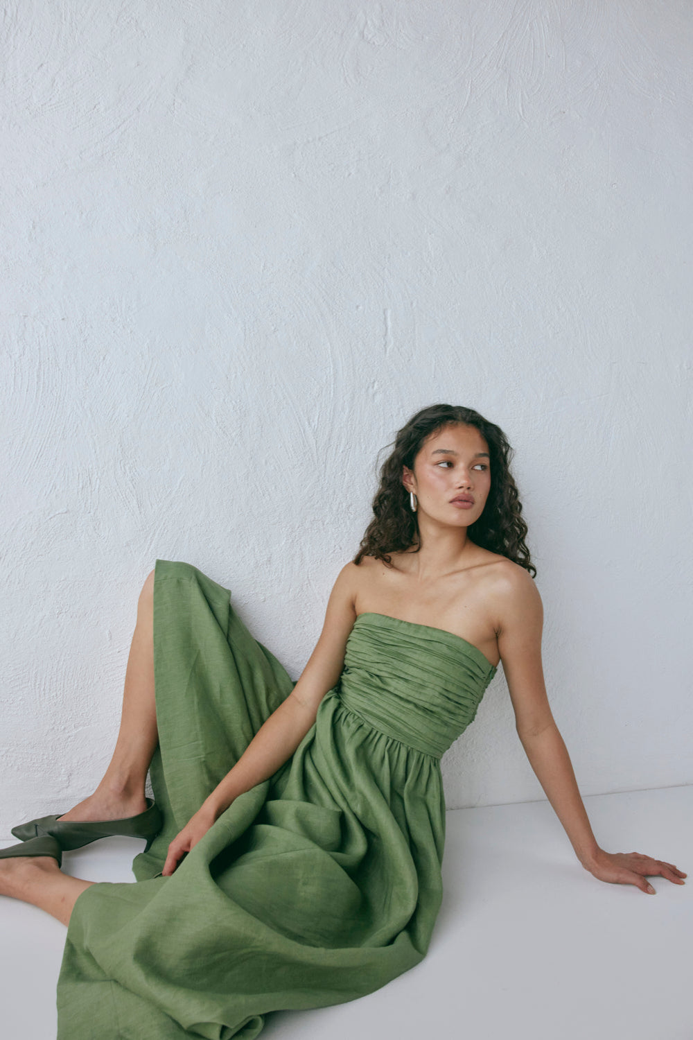 Saint Malo Linen Maxi Dress Olive