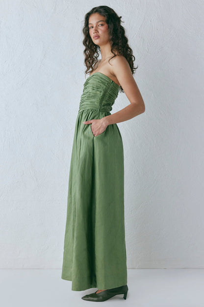 Saint Malo Linen Maxi Dress Olive