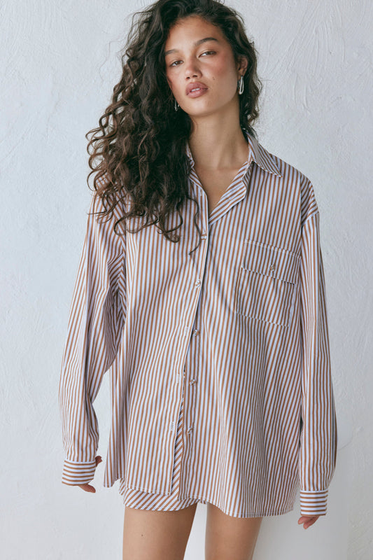 June Shirt Brown Stripe