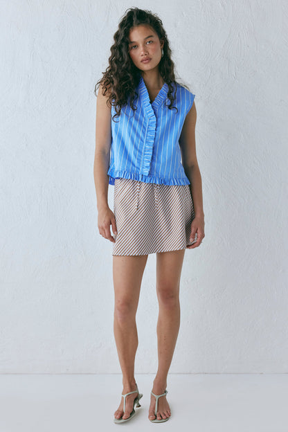 Summer Mini Skirt Brown Stripe