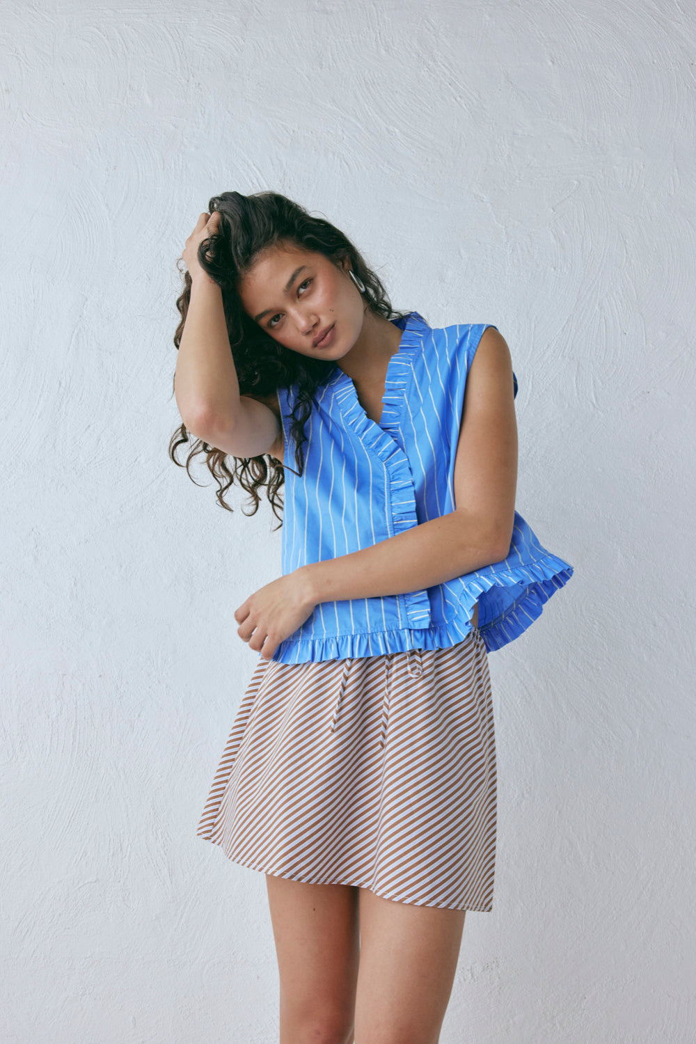 Summer Mini Skirt Brown Stripe