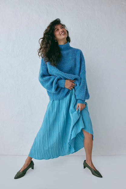 Solara Midi Skirt Aqua Blue