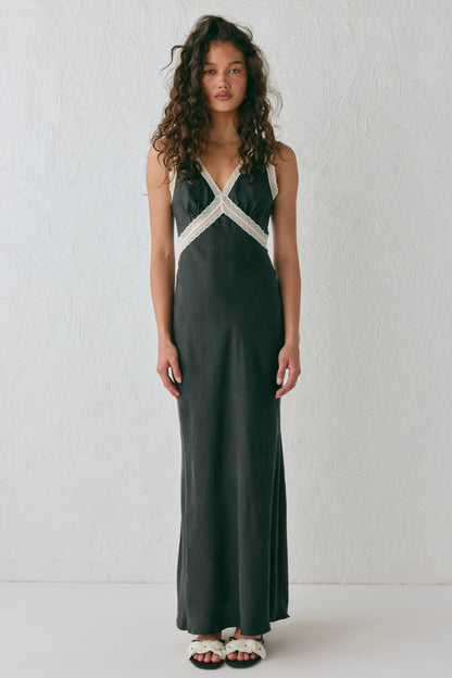 Meet Me On The Dance Floor Bias Cut Maxi Dress Black