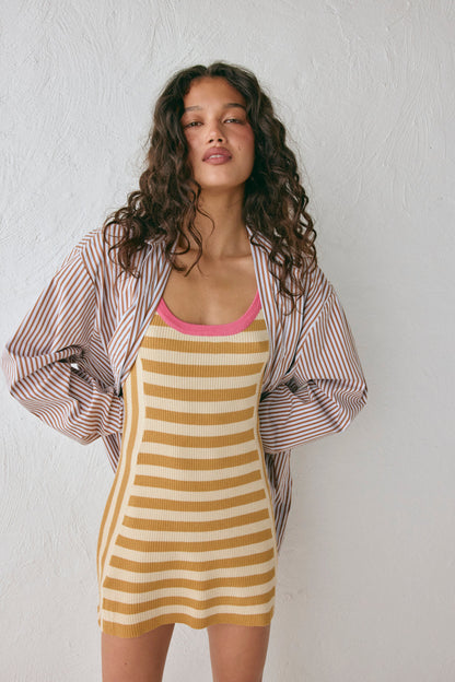 Meet Me In Capri Knit Mini Dress Tan