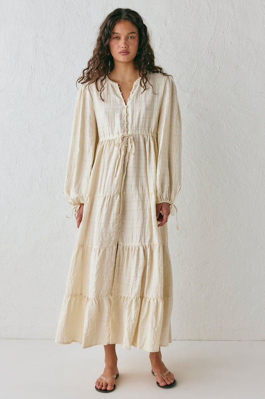 Dreaming Of Travel Midi Dress Natural