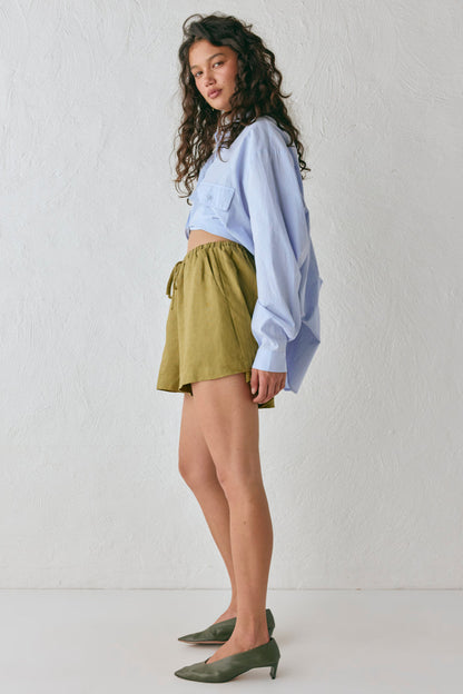 Nettie Linen Shorts Olive