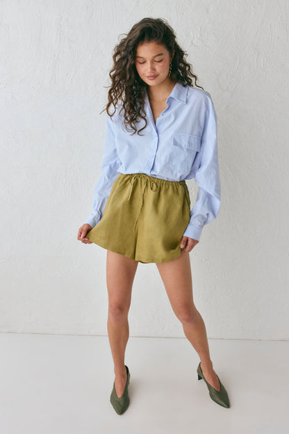 Nettie Linen Shorts Olive