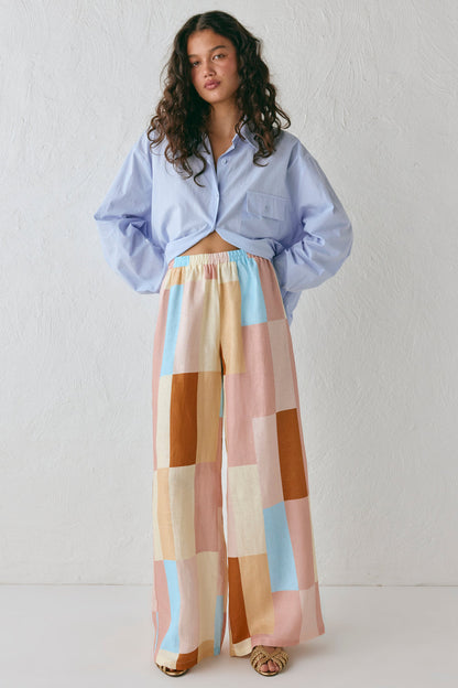 Petra Linen Pants Patchwork