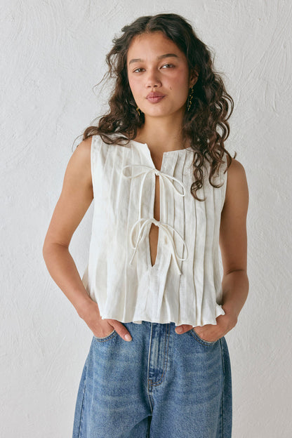 Valeria Linen Top White