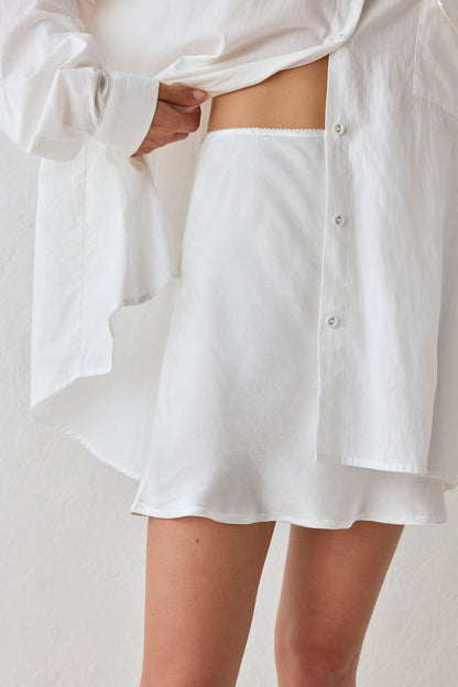 Vintage Lover Bias Cut Mini Skirt White