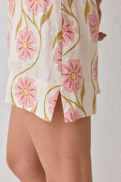 Aftersun Linen Mini Dress Bloom