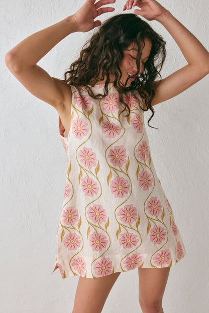 Aftersun Linen Mini Dress Bloom