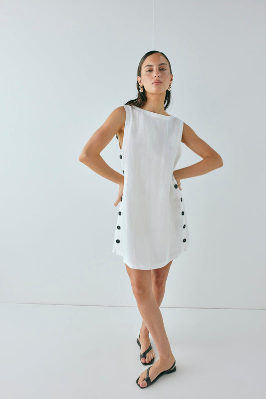 Annabelle Linen Mini Dress White
