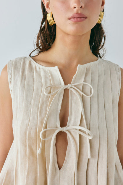 Valeria Linen Top Oatmeal