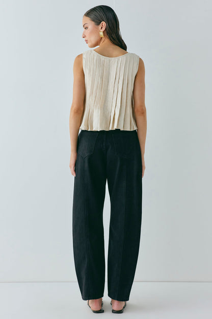 Valeria Linen Top Oatmeal
