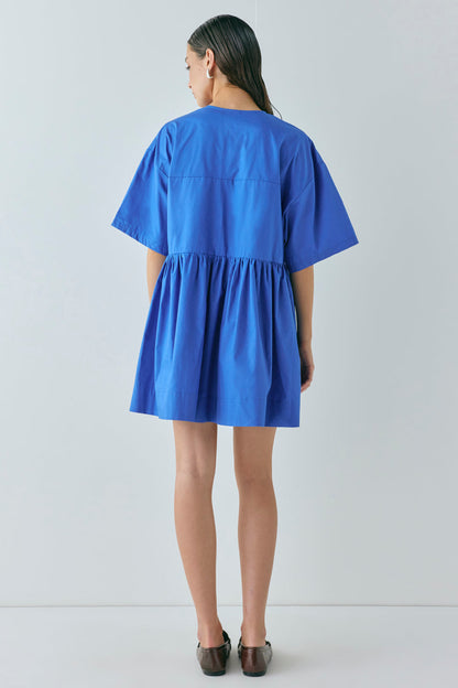 Naomi Smock Mini Dress Cobalt