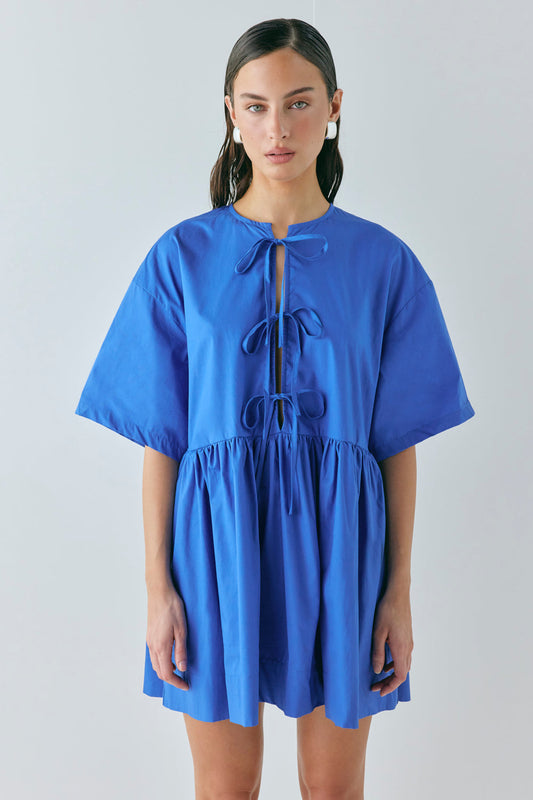 Naomi Smock Mini Dress Cobalt