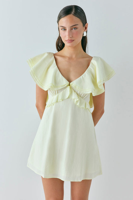 Party Nights Frill Mini Dress Lemon