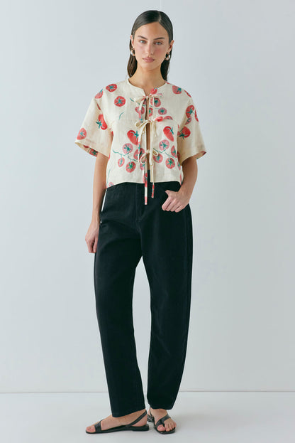 Portia Linen Smock Top Roma