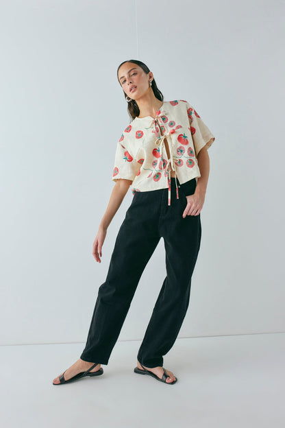 Portia Linen Smock Top Roma