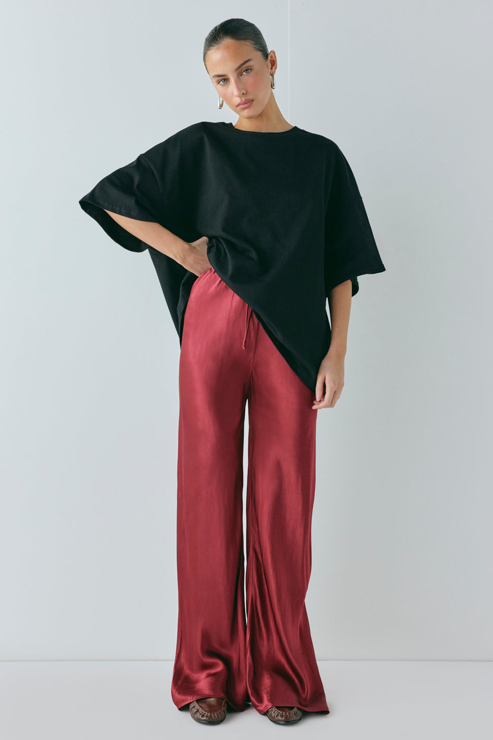 Rae Satin Pants Wine