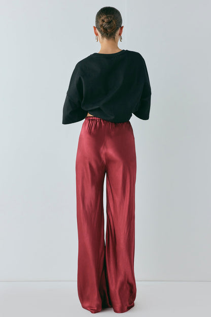 Rae Satin Pants Wine