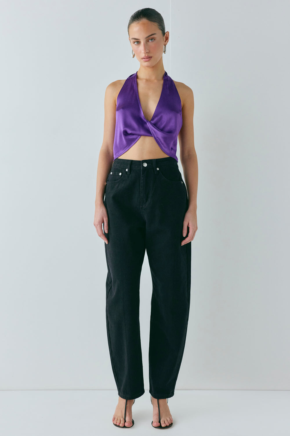 Darcy Satin Halter Top Violet