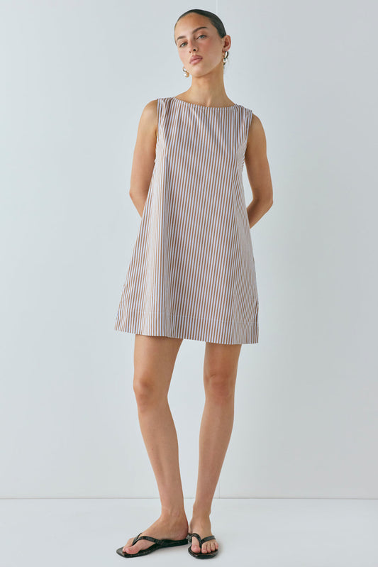 Aftersun Mini Dress Brown Stripe
