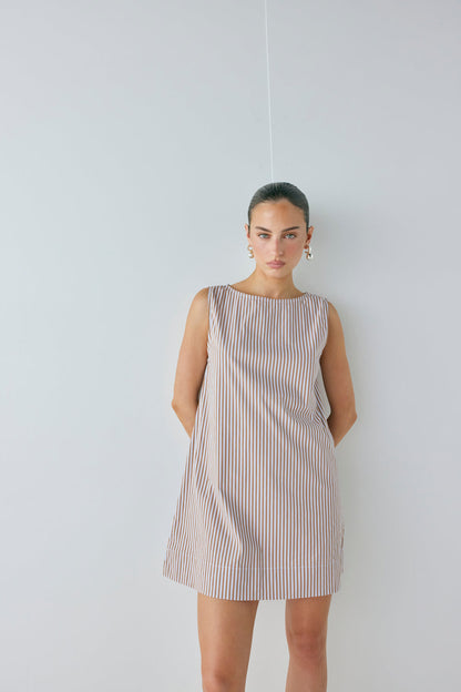 Aftersun Mini Dress Brown Stripe