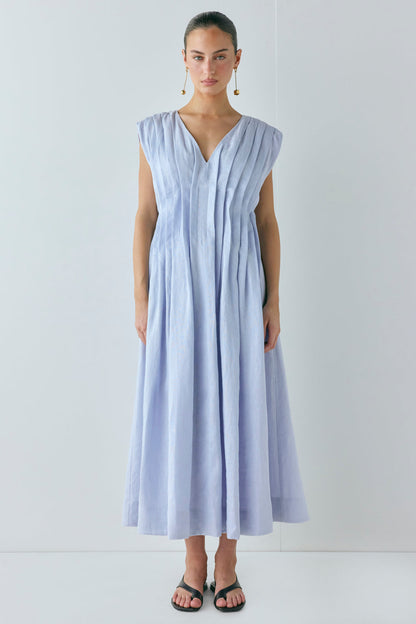 Blanca Linen Midi Dress Powder Blue