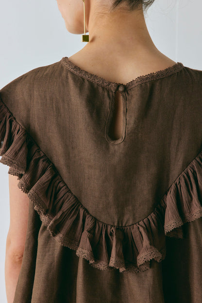 Viola Linen Tunic Chocolate