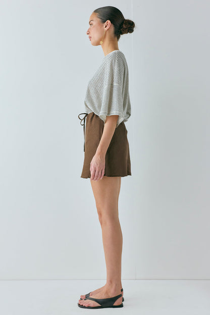 Summer Linen Mini Skirt Chocolate