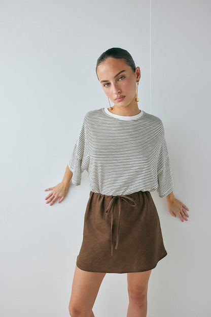 Summer Linen Mini Skirt Chocolate