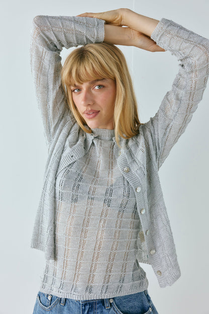 Harley Knit Cardigan Silver