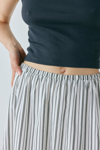 Solara Midi Skirt Black Stripe