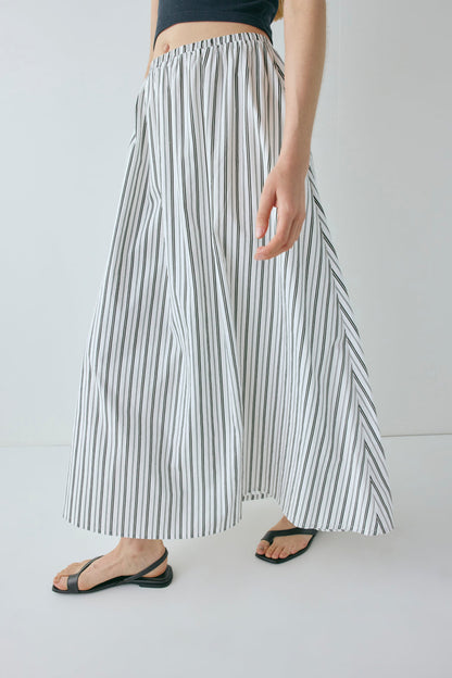 Solara Midi Skirt Black Stripe