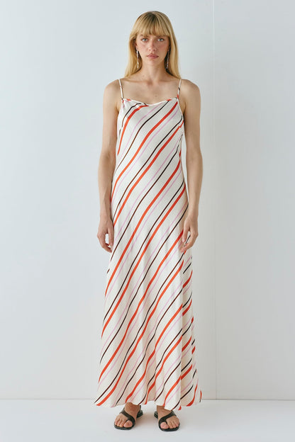 Ema Satin Maxi Dress Stripe