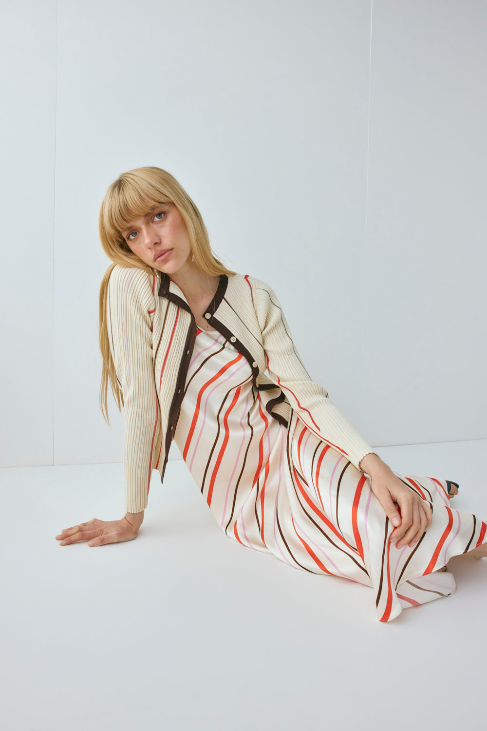 Ema Satin Maxi Dress Stripe