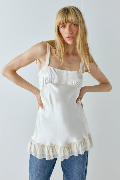 Cher Satin Top Cream