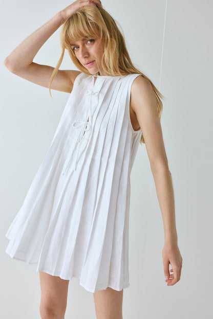 Valeria Linen Mini Dress White