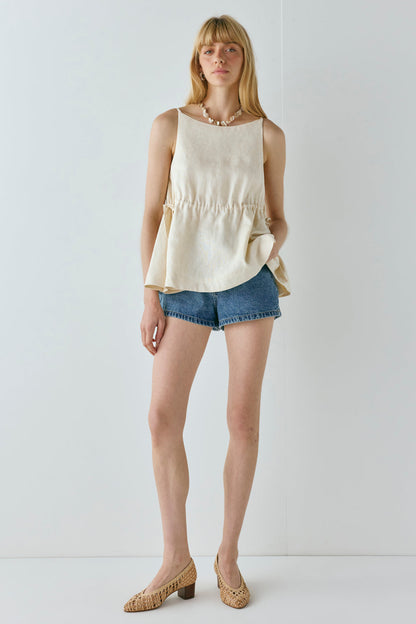 Indi Linen Top Cream