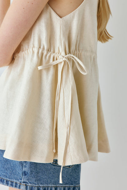 Indi Linen Top Cream