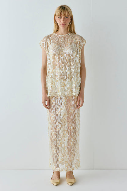 Devyn Sequin Top Apricot