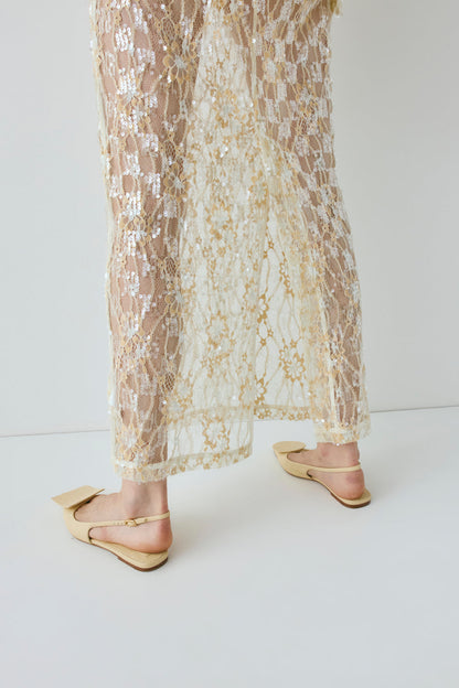 Devyn Sequin Midi Skirt Apricot