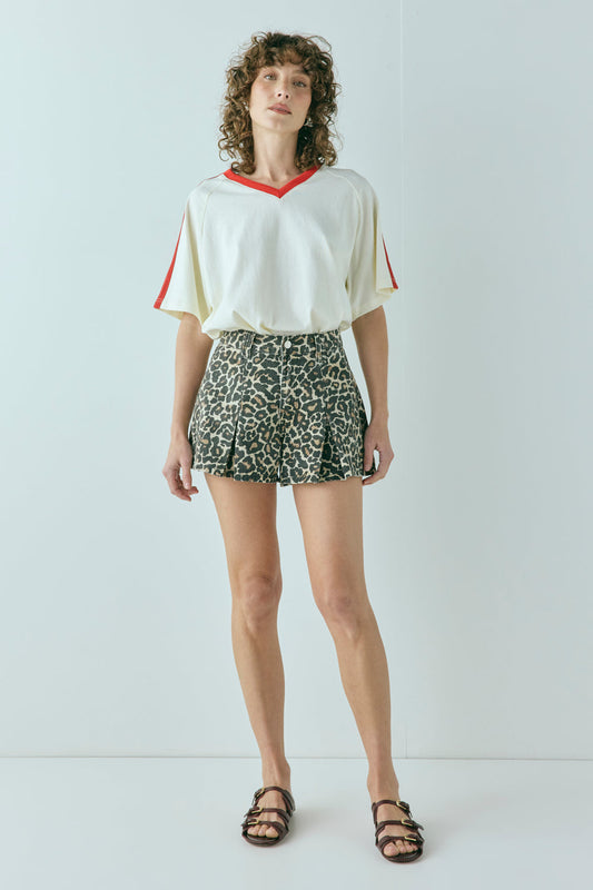 Abigail Denim Shorts Leopard
