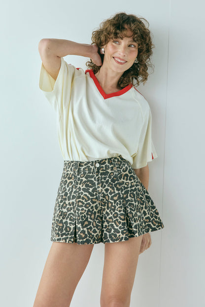 Abigail Denim Shorts Leopard