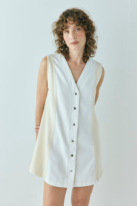 Aston Denim Mini Dress Cream