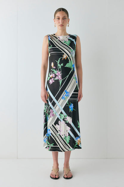 Axelle Satin Midi Dress Zari