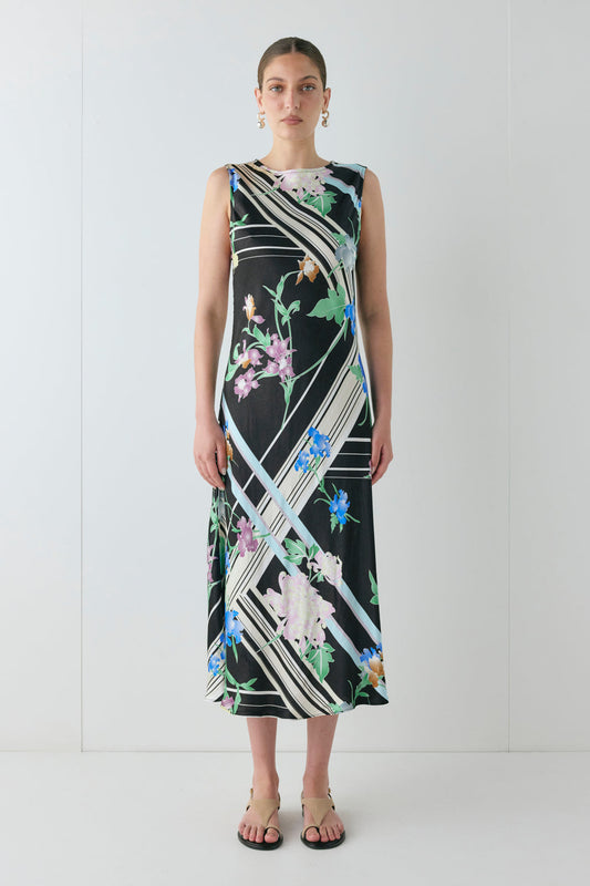 Axelle Satin Midi Dress Zari